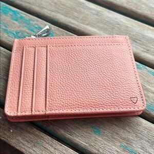 Pink Wallet - With Zippered Section- Wallet- NEW- engraved heart